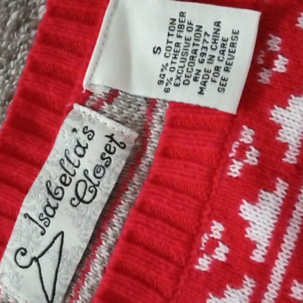 Isabella's Closet Santa cat rhinestone Fair Isle ugly Christmas sweater - Picture 4 of 8